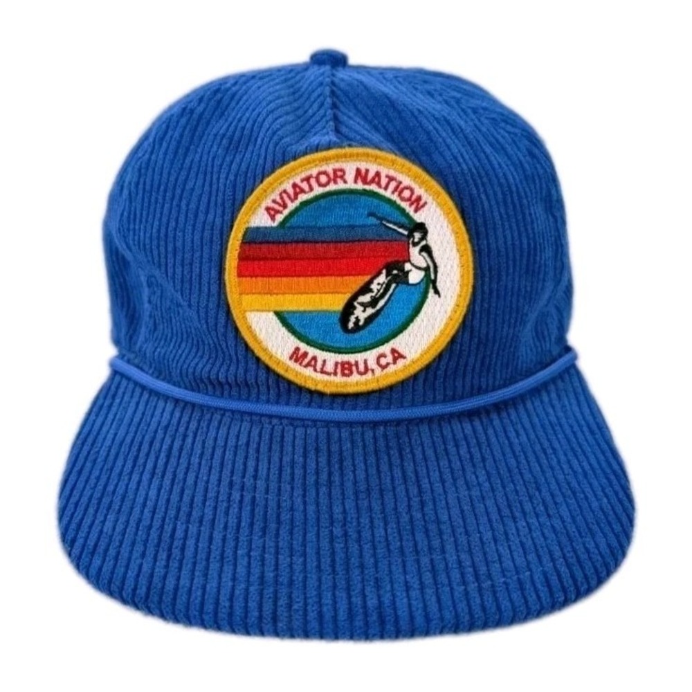 Aviator Nation Hat Cap Corduroy Trucker Blue Snapback Surf Venice CA